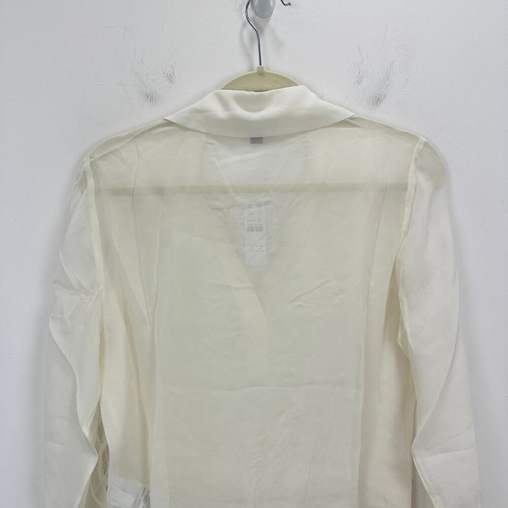 J.Crew Bungalow Feather Embellished Top Chiffon Viscose Blouse Ivory XS NWT - Picture 10 of 14
